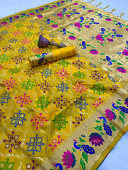 Pure Soft Silk Bandhani Patola Fusion Paithani Saree