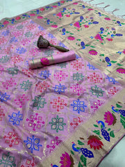 Pure Soft Silk Bandhani Patola Fusion Paithani Saree