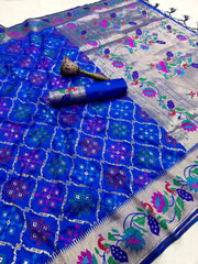 Pure Soft Silk Bandhani Patola Fusion Paithani Saree