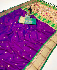 Soft Silk Meenkari Hansraj Paithani Saree