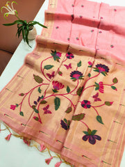 Soft Pure Muga Cotton Paithani Saree