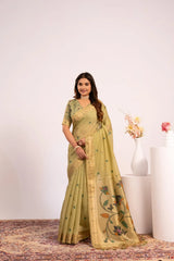 Soft Pure Muga Cotton Paithani Saree