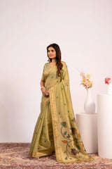 Soft Pure Muga Cotton Paithani Saree