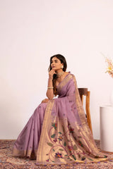 Soft Pure Muga Cotton Paithani Saree