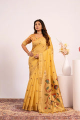 Soft Pure Muga Cotton Paithani Saree