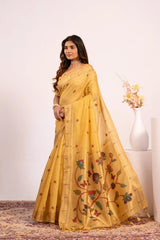 Soft Pure Muga Cotton Paithani Saree