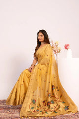 Soft Pure Muga Cotton Paithani Saree