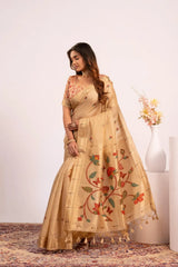 Soft Pure Muga Cotton Paithani Saree