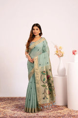 Soft Pure Muga Cotton Paithani Saree