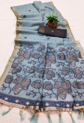 Soft Pure Muga Cotton Rich Flowery Pallu Saree