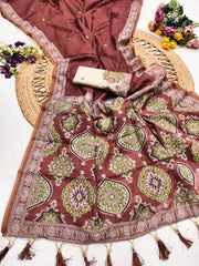 Soft Pure Muga Cotton Azrakh Style Pallu Saree