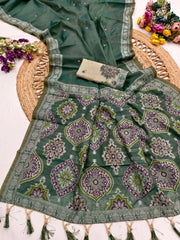 Soft Pure Muga Cotton Azrakh Style Pallu Saree