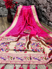 Soft Silk Bindi Muniya Border Paithani Saree