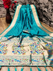 Soft Silk Bindi Muniya Border Paithani Saree