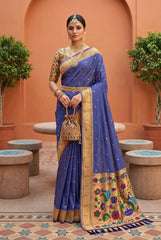 Soft Paithani Silk Meenakari Peacock & Munia Border Saree