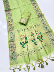 Soft Tussar Silk Pastel Paithani Saree