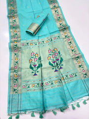 Soft Tussar Silk Pastel Paithani Saree