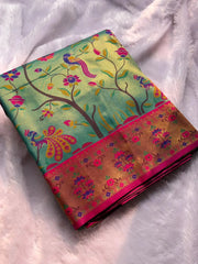 Super-Hit All Over Tissue Silk Paithani Saree