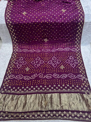 Gaji Silk Bandhani Gota Pati Saree