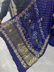 Gaji Silk Original Bandhani With Gota Pati Hand Work Saree