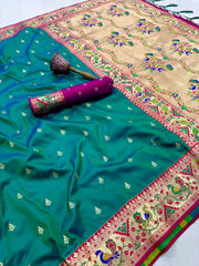 Rajwadi Mor Paithani Zari Butti Saree