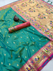 Rajwadi Mor Paithani Zari Butti Saree