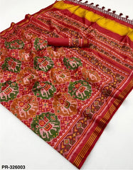 Handloom Silk Elephant Printed Patola Saree