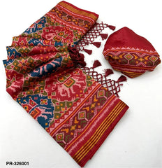 Handloom Silk Elephant Printed Patola Saree