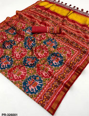 Handloom Silk Elephant Printed Patola Saree