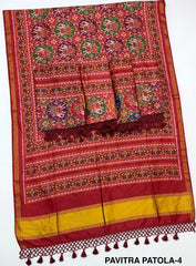 Handloom Silk Elephant Printed Patola Saree