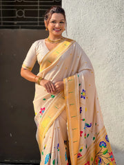 Bamboo Tissue Silk Half Half Paithani Saree