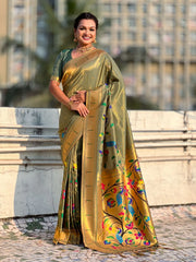 Bamboo Tissue Silk Half Half Paithani Saree