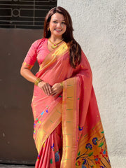 Bamboo Tissue Silk Half Half Paithani Saree
