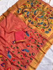 Bamboo Tissue Silk Half Half Paithani Saree