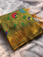 Bamboo Tissue Silk Half Half Paithani Saree