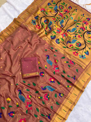 Bamboo Tissue Silk Half Half Paithani Saree