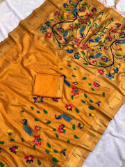 Bamboo Tissue Silk Half Half Paithani Saree
