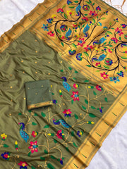 Bamboo Tissue Silk Half Half Paithani Saree