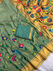 Bamboo Tissue Silk Half Half Paithani Saree