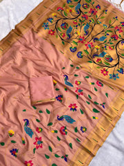 Bamboo Tissue Silk Half Half Paithani Saree