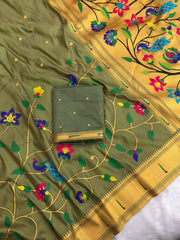 Bamboo Tissue Silk Half Half Paithani Saree