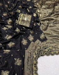 Pure Khadi Dolla Cotton Designer Bridal Saree with Sabyasachi Scallop Border