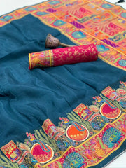 Soft Viscose Gaji Silk Position Pashmina Saree