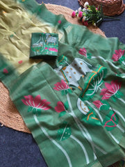 Beautiful Soft Muga Cotton Pichwai Saree
