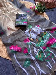 Beautiful Soft Muga Cotton Pichwai Saree