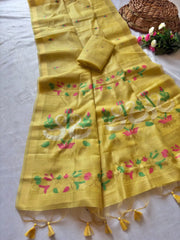 Premium Soft Rajhans Floral Muga Cotton Sareee
