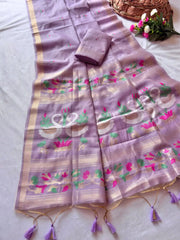 Premium Soft Rajhans Floral Muga Cotton Sareee