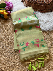 Premium Soft Rajhans Floral Muga Cotton Sareee