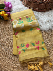 Premium Soft Rajhans Floral Muga Cotton Sareee