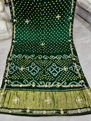 Gaji Silk Premium Gota Patti Handwork Bandhani Bridal Saree